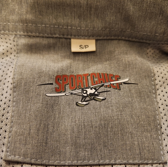 Sportchief Cyril men's small grey outdoors vented long-sleeved button-down shirt - Picture 7 of 8